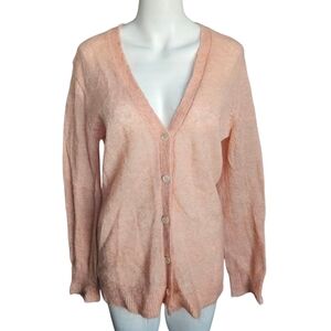 J. Crew Pale Orange Mohair Button Front Lightweight‎ Boyfriend Sweater Size Med